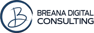 Breana Digital Consulting Logo - Watercolor B on left Name stacked on right